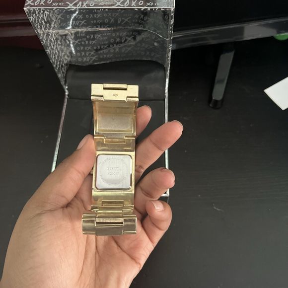XOXO Rectangle Dial Gold Watch With Diamond Accent - Picture 6 of 6